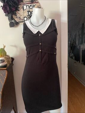 Black Sleeveless Mini Dress with White Peter Pan Collar